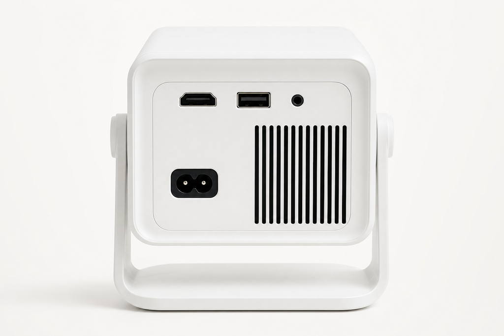 CineHaus Aether rear ports — HDMI, USB, and power
